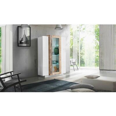 INOSIGN Coro Vitrina de Cristal - Diseño Moderno Blanco y Madera INOSIGN Coro Vitrina de Cristal - Diseño Moderno Blanco y Madera