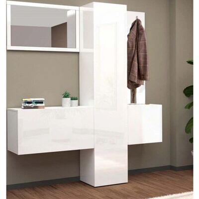 Conjunto de Muebles de Entrada TECNOS Kompact en Blanco con Espejo y Almacenamiento Conjunto de Muebles de Entrada TECNOS Kompact en Blanco con Espejo y Almacenamiento
