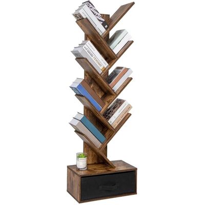 Bakaji Industriële Boekenkast 10 Planken met Stoffen Lades Bakaji Industriële Boekenkast 10 Planken met Stoffen Lades