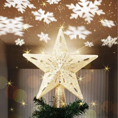 Projecteur Étoile Bakaji pour Sapin de Noël - Lumières Flocons Projecteur Étoile Bakaji pour Sapin de Noël - Lumières Flocons