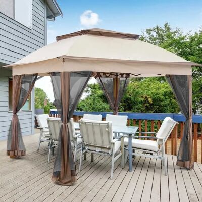 Bakaji 3x3m Faltbarer Wasserdichter Pavillon mit Moskitonetzen - Outdoor Eventzelt Bakaji 3x3m Faltbarer Wasserdichter Pavillon mit Moskitonetzen - Outdoor Eventzelt