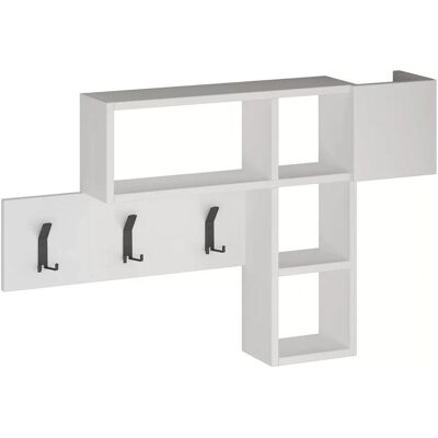 Appendiabiti da Parete Bakaji con 9 Ganci e 4 Mensole - Montaggio a Parete Appendiabiti da Parete Bakaji con 9 Ganci e 4 Mensole - Montaggio a Parete