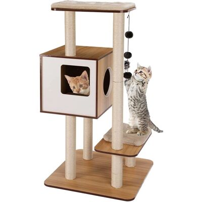 Arbre à Chat Bakaji - Grand Centre d'Activités avec Cachettes, Jouets & Sisal - 60x60x118cm Arbre à Chat Bakaji - Grand Centre d'Activités avec Cachettes, Jouets & Sisal - 60x60x118cm