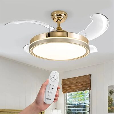 Ventilatore a soffitto Bakaji con luce LED - 106 cm, Bronzo, Telecomando Ventilatore a soffitto Bakaji con luce LED - 106 cm, Bronzo, Telecomando