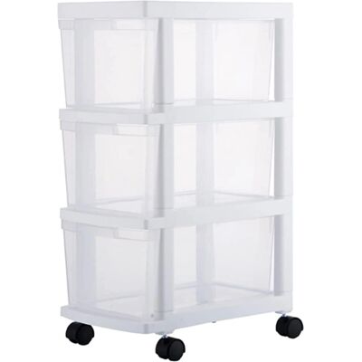 BAKAJI - Carrello Cassettiera Portaoggetti - Drawers: 3 - Wheels: 4 - Material: recycled plastic - Opslagwagen BAKAJI - Carrello Cassettiera Portaoggetti - Drawers: 3 - Wheels: 4 - Material: recycled plastic - Opslagwagen