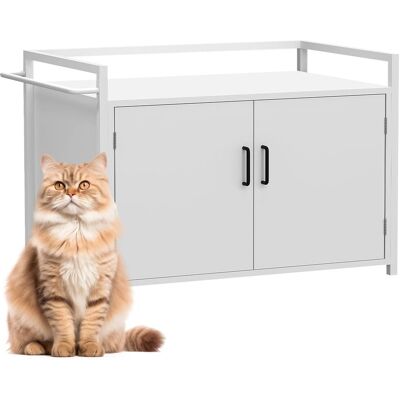 Bakaji Kattenbak Meubel - Verhoogd, Multifunctioneel, Wit Bakaji Kattenbak Meubel - Verhoogd, Multifunctioneel, Wit
