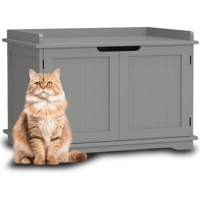 Bakaji Kattenbak Kast - Verhoogd, Veelzijdig, Grijs Bakaji Kattenbak Kast - Verhoogd, Veelzijdig, Grijs