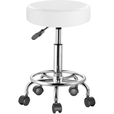 Tabouret pivotant réglable Bakaji en éco-cuir - Blanc, Design moderne Tabouret pivotant réglable Bakaji en éco-cuir - Blanc, Design moderne