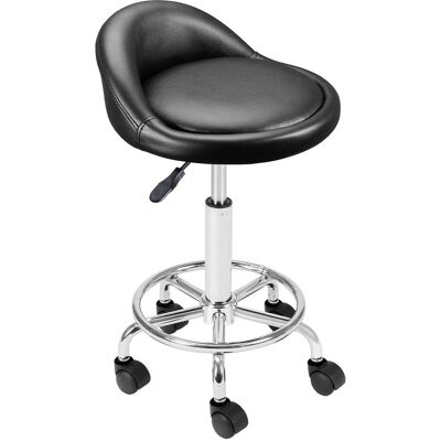 BAKAJI - Sgabello con ruote Nero Seduta imobottita e Schienale Basso - Base Acciaio 360 - Stool - Publicité BAKAJI - Sgabello con ruote Nero Seduta imobottita e Schienale Basso - Base Acciaio 360 - Stool - Publicité