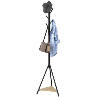 BAKAJI Soporte para Ropa Negro Moderno - Ahorro de Espacio con 6 Ganchos y 1 Estante BAKAJI Soporte para Ropa Negro Moderno - Ahorro de Espacio con 6 Ganchos y 1 Estante