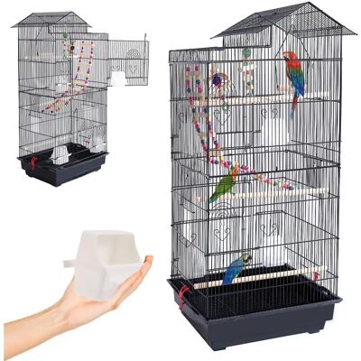 BAKAJI - Cage à Oiseaux Noire - Convient aux Petits Oiseaux BAKAJI - Cage à Oiseaux Noire - Convient aux Petits Oiseaux