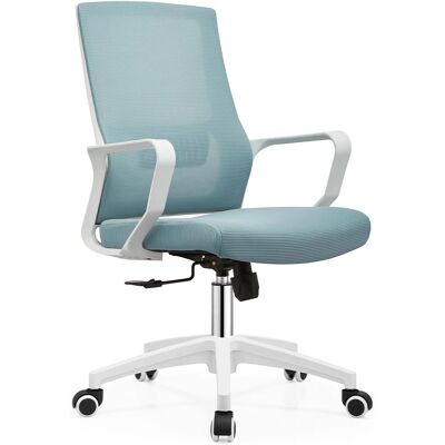 Shally Dogan Blauwe Bureaustoel met Witte Frame - Kantoor & Studieruimte Shally Dogan Blauwe Bureaustoel met Witte Frame - Kantoor & Studieruimte