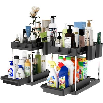 BAKAJI - Set 2 Organizer - Zwart - Under-sink Organizer BAKAJI - Set 2 Organizer - Zwart - Under-sink Organizer