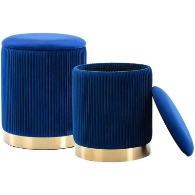 SHALLY DOGAN - Set 2 Pouf Contenitore - Bleu Velours - 120kg - Pouf - Publicité SHALLY DOGAN - Set 2 Pouf Contenitore - Bleu Velours - 120kg - Pouf - Publicité