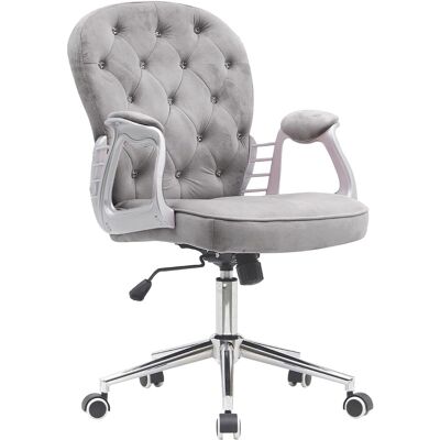 Chaise de Bureau en Velours Gris BAKAJJI avec Accoudoirs - Chaise de Bureau Chaise de Bureau en Velours Gris BAKAJJI avec Accoudoirs - Chaise de Bureau