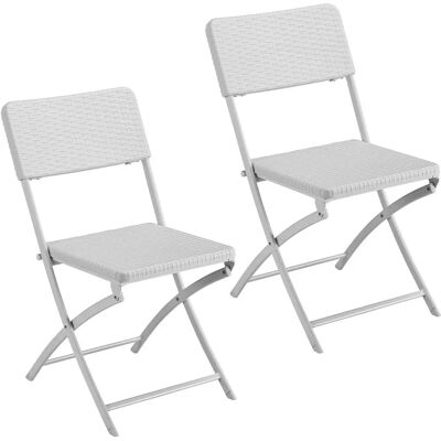 BAKAJI - Set 2 Chaises Pliantes Blanches - Chair set - Publicité BAKAJI - Set 2 Chaises Pliantes Blanches - Chair set - Publicité