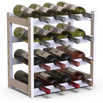 Étagère à vin en bambou blanc Bakaji - 16 compartiments Étagère à vin en bambou blanc Bakaji - 16 compartiments