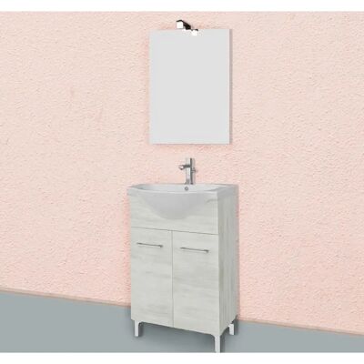 KIAMAMI VALENTINA Meuble de Salle de Bains Rimini - 55cm Chêne Blanc Lavabo en Céramique - Publicité KIAMAMI VALENTINA Meuble de Salle de Bains Rimini - 55cm Chêne Blanc Lavabo en Céramique - Publicité