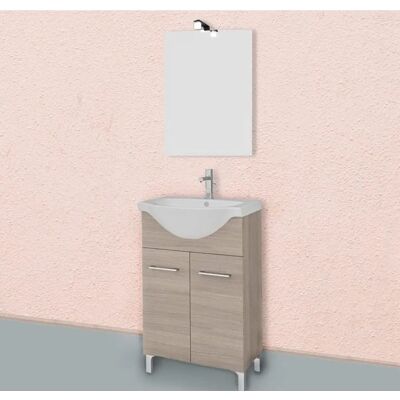 Kiamami Valentina - Meuble de salle de bain 55cm chêne fumé avec lavabo et miroir - Publicité Kiamami Valentina - Meuble de salle de bain 55cm chêne fumé avec lavabo et miroir - Publicité