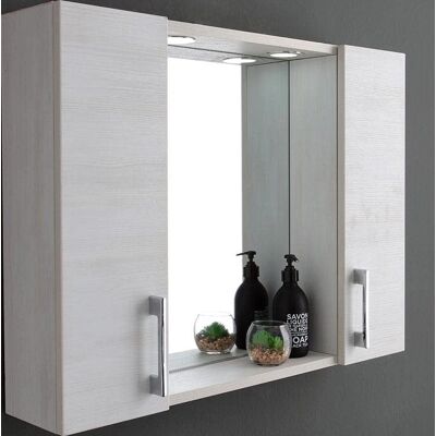 Kiamami Valentina - Badezimmer Spiegel mit Stauraum und Zwei Wandschränken - Weiß Kiamami Valentina - Badezimmer Spiegel mit Stauraum und Zwei Wandschränken - Weiß