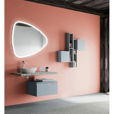 KIAMAMI VALENTINA - Modernes Badezimmer-Set - 100cm Betonplatte, Blau Schublade, LED-Spiegel KIAMAMI VALENTINA - Modernes Badezimmer-Set - 100cm Betonplatte, Blau Schublade, LED-Spiegel