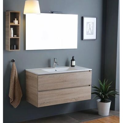 Meuble de bain suspendu KV Store - Chêne Naturel - 100cm - Publicité Meuble de bain suspendu KV Store - Chêne Naturel - 100cm - Publicité