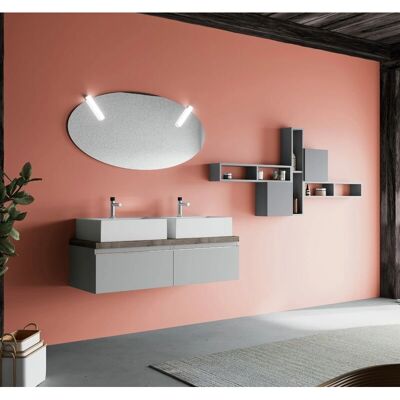 Mueble de baño doble lavabo Kiamami Valentina - Gris perla - 120cm Mueble de baño doble lavabo Kiamami Valentina - Gris perla - 120cm