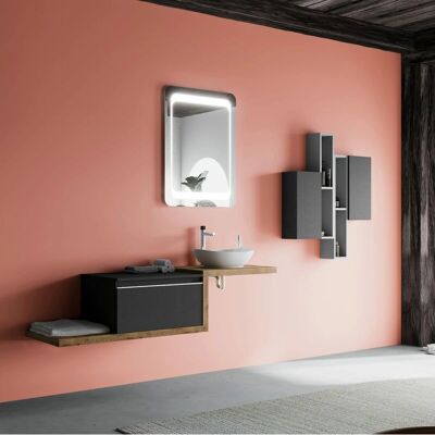 Kiamami Valentina - Mueble de baño 160CM con Encimera de Roble Natural y Espejo Kiamami Valentina - Mueble de baño 160CM con Encimera de Roble Natural y Espejo