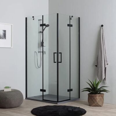 Kiamami Valentina Cabine de Douche Noire Mate Réversible 120x80 - Publicité Kiamami Valentina Cabine de Douche Noire Mate Réversible 120x80 - Publicité