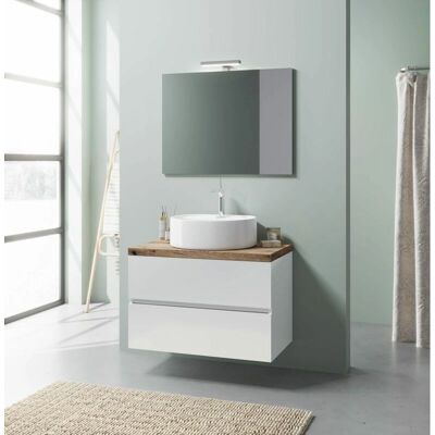 Kiamami Valentina - Mueble de baño de roble natural y blanco - 80cm Kiamami Valentina - Mueble de baño de roble natural y blanco - 80cm