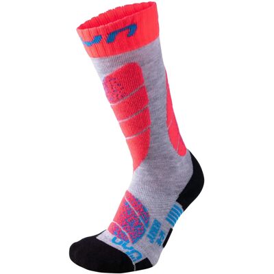 Chaussettes de ski pour enfants Uyn - Gris clair - Coral Fluo - EU 24-26 - Publicité Chaussettes de ski pour enfants Uyn - Gris clair - Coral Fluo - EU 24-26 - Publicité