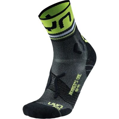 Uyn Runners ONE Calzini Corti - Grigio Melange - Verde Lime - Calzini da corsa Uyn Runners ONE Calzini Corti - Grigio Melange - Verde Lime - Calzini da corsa