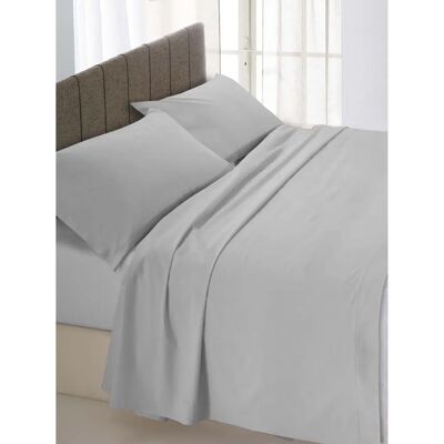 Linge de lit italien - Drap-housse avec coins - 100% coton - Gris clair - Double Linge de lit italien - Drap-housse avec coins - 100% coton - Gris clair - Double