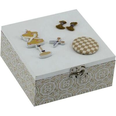 Iperbriko Boîte en Bois Carrée Résine Naturelle - Boîte de Rangement Iperbriko Boîte en Bois Carrée Résine Naturelle - Boîte de Rangement