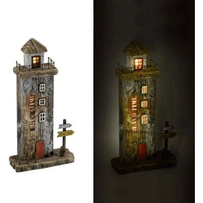 IPERBRIKO - Naturholz Leuchtturm Dekoration mit LED - Dekoratives Licht IPERBRIKO - Naturholz Leuchtturm Dekoration mit LED - Dekoratives Licht