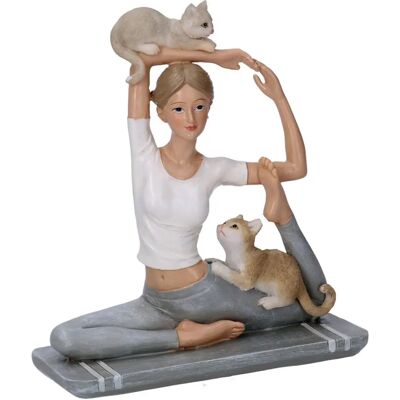 IPERBRIKO Estatua mujer con gatos grises - Estatua IPERBRIKO Estatua mujer con gatos grises - Estatua