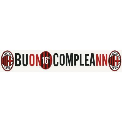 AC Milan - Festone Buon Compleanno - Nero/Rosso - Bannière décorative - Publicité AC Milan - Festone Buon Compleanno - Nero/Rosso - Bannière décorative - Publicité