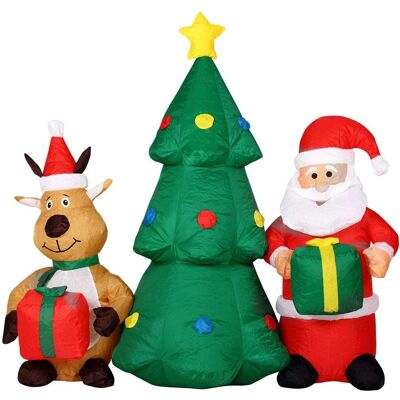 Árbol de Navidad Inflable Santa y Reno Luces 150cm - Decoración Navideña Árbol de Navidad Inflable Santa y Reno Luces 150cm - Decoración Navideña