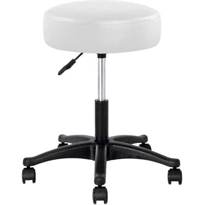 Bakaji Drehhocker mit 10cm EcoLeder Sitz - Salon/Studio Weiß Bakaji Drehhocker mit 10cm EcoLeder Sitz - Salon/Studio Weiß