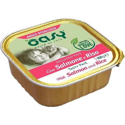 Cibo per gatti Oasy Salmone e Riso - Paté Sterilizzato 16x100g Cibo per gatti Oasy Salmone e Riso - Paté Sterilizzato 16x100g