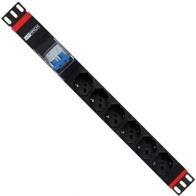 WP WPN-PDU-G02-06 Stromverteilungseinheit - 6 Steckdosen, 1U, Schwarz/Rot WP WPN-PDU-G02-06 Stromverteilungseinheit - 6 Steckdosen, 1U, Schwarz/Rot