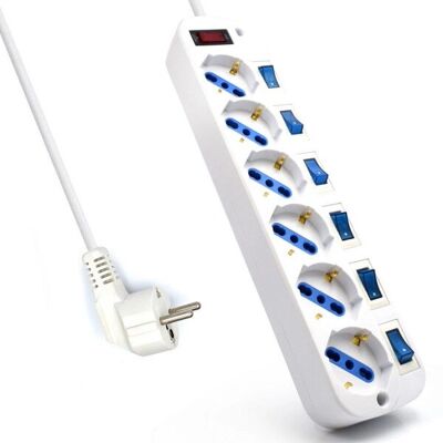 Protector contra sobretensiones Ewent EW3932-5M Blanco 6 Tomas Protector contra sobretensiones Ewent EW3932-5M Blanco 6 Tomas