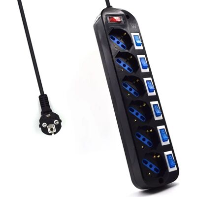Ewent EW3851 Protector de sobretensión - 6 Tomas, 220V, Negro Ewent EW3851 Protector de sobretensión - 6 Tomas, 220V, Negro