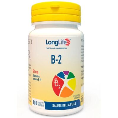 LongLife B2 50mg Integratore di Vitamina - Supporto Pelle & Energia LongLife B2 50mg Integratore di Vitamina - Supporto Pelle & Energia