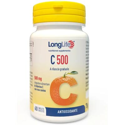 Integratore Vitamina C LongLife C500 - Rilascio Graduale, Rosa Canina Integratore Vitamina C LongLife C500 - Rilascio Graduale, Rosa Canina