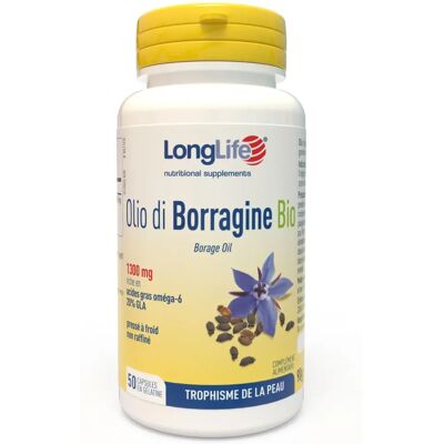 LongLife Olio di Borragine 1300mg - Vegetariano, Pelle & Ciclo LongLife Olio di Borragine 1300mg - Vegetariano, Pelle & Ciclo