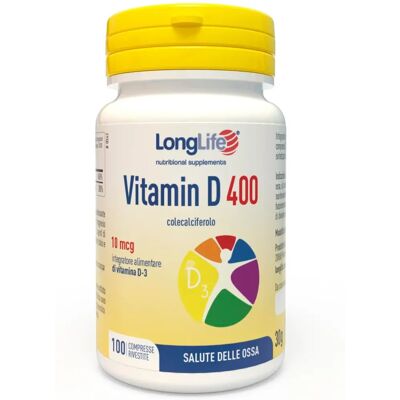 Longlife Vitamina D 400 UI - Salute di ossa, denti e sistema immunitario Longlife Vitamina D 400 UI - Salute di ossa, denti e sistema immunitario