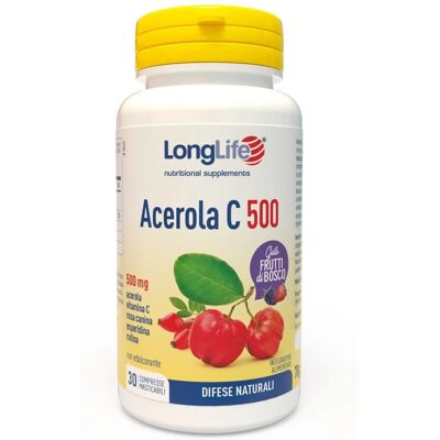 Longlife Acerola C 500 - Vitamina C per il Sistema Immunitario - 30 Compresse Longlife Acerola C 500 - Vitamina C per il Sistema Immunitario - 30 Compresse