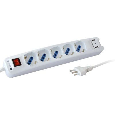 Techly IUPS-PCP-LC2U Ciabatta - 5 Prese, 2 USB, 1,5 m Cavo Techly IUPS-PCP-LC2U Ciabatta - 5 Prese, 2 USB, 1,5 m Cavo
