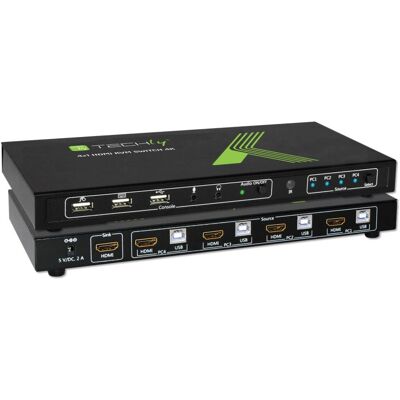 Techly 4x1 USB HDMI 4Kx2K KVM-Schalter - Schwarz Techly 4x1 USB HDMI 4Kx2K KVM-Schalter - Schwarz